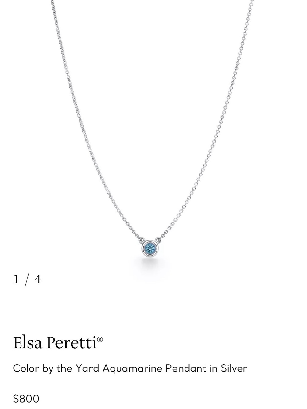 Tiffany’s Color by the Yard Aquamarine Pendant in Silver - Blue